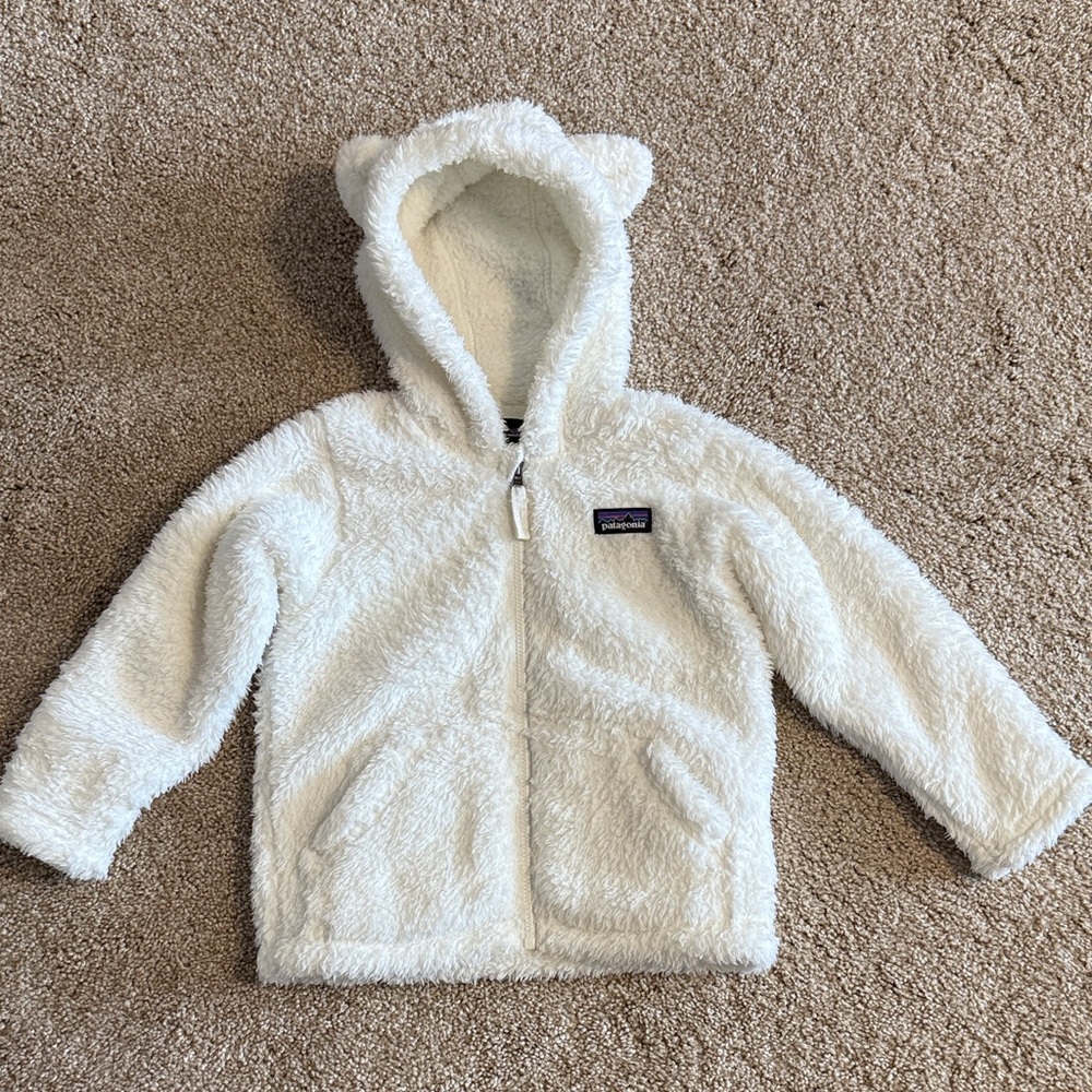 Patagonia Cream Fleece Hoodie with Bear Ears